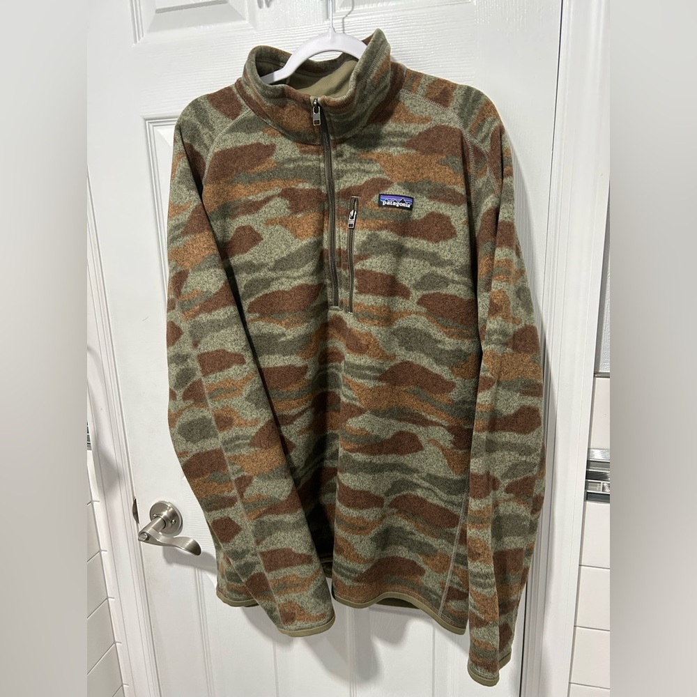 Patagonia Camo Fleece Quarter-Zip - Olive Green & Brown